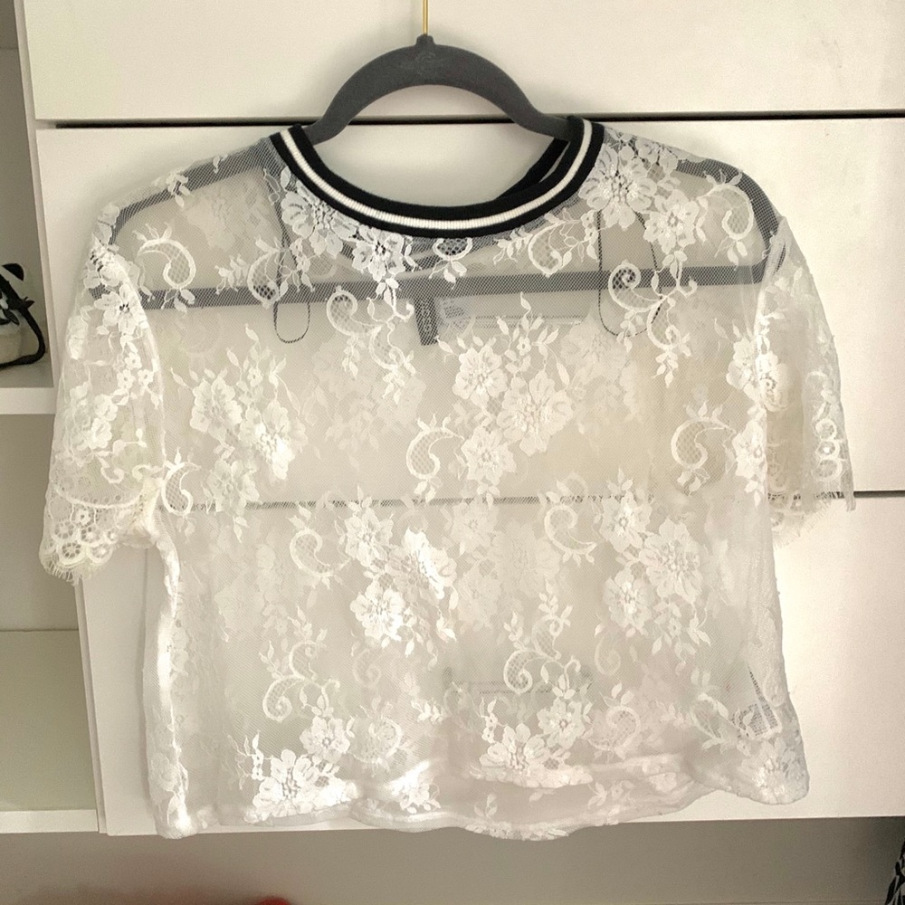See through floral lace top! <3